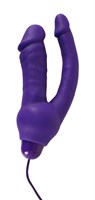 Фиолетовый анально-вагинальный вибратор с выносным блоком управления - 16 см. - фото 143561