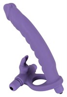 Фиолетовая насадка на пенис для двойной стимуляции Los Analos - 16 см. - фото 1391051