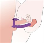 Фиолетовая насадка на пенис для двойной стимуляции Los Analos - 16 см. - фото 47577