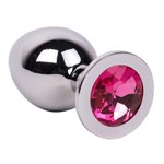 Большой стальной плаг с розовым кристаллом Pink Bubble Gum - 9,5 см. - фото 1359251