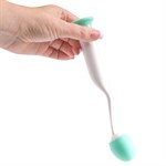 Изогнутый вибростимулятор с виброголовкой цвета ментола - фото 248441