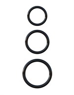 Набор из трех черных эрекционных колец Silicone 3-Ring Stamina Set - фото 1391168