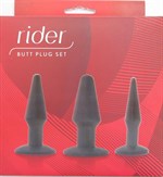 Набор Rider из 3 анальных пробок различного размера - фото 144724