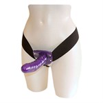 Фиолетовый женский страпон на эластичных ремешках - 16 см. - фото 144725