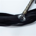 Черная плеть с кристаллом на металлической ручке - 78 см. - фото 1414731