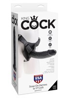 Страпон Harness со съемной чёрной насадкой King Cock 9 - 22,9 см. - фото 1413427