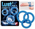Набор из трех синих силиконовых колец Lust - фото 1391484