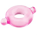 Розовое эрекционное кольцо с ушками для удобства надевания BASICX TPR COCKRING PINK - фото 307465