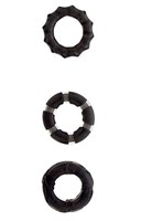 Набор из 3 чёрных эрекционных колец MENZSTUFF STRETCHY COCK RINGS - фото 220133