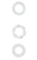 Набор из 3 прозрачных эрекционных колец MENZSTUFF STRETCHY COCK RINGS - фото 220135