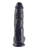 Реалистичный чёрный фаллоимитатор-гигант 10  Cock with Balls - 25,4 см. - фото 145122