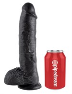 Реалистичный чёрный фаллоимитатор-гигант 10  Cock with Balls - 25,4 см. - фото 145123