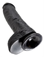 Реалистичный чёрный фаллоимитатор-гигант 10  Cock with Balls - 25,4 см. - фото 145125