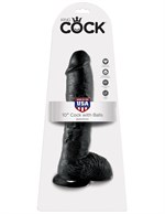 Реалистичный чёрный фаллоимитатор-гигант 10  Cock with Balls - 25,4 см. - фото 75766