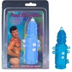 Голубая эластичная насадка на пенис с жемчужинами, точками и шипами Pearl Stimulator - 11,5 см. - фото 48519