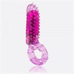 Фиолетовое эрекционное кольцо с вибрацией и пальчиком OYEAH PURPLE - фото 75887