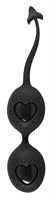 Чёрные вагинальные шарики с сердечками BLACK VELVETS - фото 145800