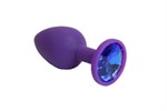 Фиолетовая силиконовая пробка с синим стразом - 7,1 см. - фото 142388
