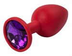 Красная силиконовая пробка с фиолетовым кристаллом - 7,1 см. - фото 145892