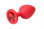 Красная силиконовая пробка с алым стразом - 7,1 см. - фото 145893
