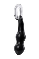 Чёрный анальный стимулятор из стекла с ручкой-кольцом - 17 см. - фото 1417844