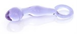 Нежно-фиолетовый стеклянный фаллоимитатор с ручкой-кольцом - 12 см. - фото 257655