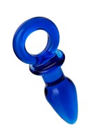 Синяя анальная пробка из стекла с ручкой-кольцом - 14 см. - фото 1315302