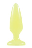 Желтая, светящаяся в темноте анальная пробка Firefly Pleasure Plug Medium Yellow - 12,7 см. - фото 146179