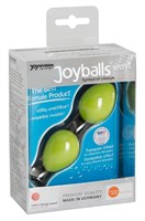 Зелёные вагинальные шарики на чёрной сцепке Joyballs Secret - фото 1391986