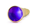 Золотистая анальная пробка-ёлочка с фиолетовым кристаллом - 14 см. - фото 146385