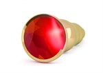 Золотистая анальная ёлочка с красным кристаллом - 14,5 см. - фото 128872