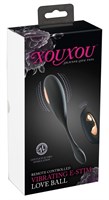 Черное виброяйцо RC Vibrating E-Stim Love Ball с электростимуляцией - фото 1438668