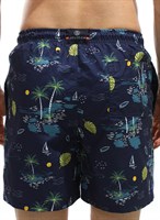 Темно-синие пляжные шорты с принтом в виде пальм 404502