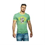 Зеленая мужская футболка с черепом, змеёй и надписью 405131