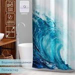 Голубая штора для ванны с люверсами Wave (180х180 см) 408175 - фото 750645