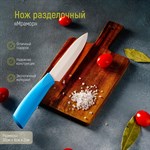 Нож керамический Доляна «Симпл», лезвие 12,5 см, ручка soft touch, цвет синий 412898 - фото 671544