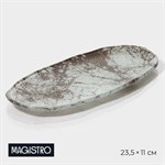 Блюдо стеклянное сервировочное Magistro «Мрамор», 23,5×11×0,8 см, цвет белый 413692 - фото 705294