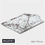 Блюдо стеклянное сервировочное Magistro «Мрамор», 26,5×17,5×2 см, цвет белый 413792 - фото 705687