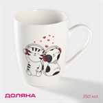 Кружка фарфоровая Доляна «Котики меломаны», 350 мл, цвет белый 416093 - фото 713066