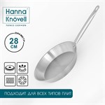 Сковорода из нержавеющей стали Hanna Knövell, d=28 см, h=5,5 см, толщина стенки 0,6 мм, длина ручки 25 см, индукция 419174 - фото 674159