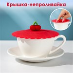 Крышка-непроливайка силиконовая Доляна «Вишенка», d=11 см, цвет красный 420321 - фото 724914