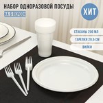 Набор пластиковой одноразовой посуды на 6 персон «Пикник» 424445 - фото 776030