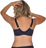 Темно-синий бюстгальтер с мягкой чашкой +size из кружева с «ресничками» 426766 Темно-синий бюстгальтер с мягкой чашкой +size из кружева с «ресничками» 426766