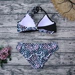 Раздельный купальник с анималистическим принтом и цветными пятнышками 426784