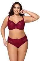 Бордовый бюстгальтер с мягкими чашками из трикотажа с цветочным тиснением 429192