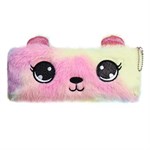 Пенал школьный меховой на молнии Calligrata  Мишка , микс 440464