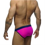 Розовые мужские плавки-танга с темным поясом 447650
