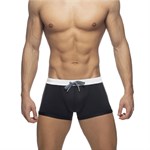 Черные мужские плавки-боксеры с серыми полосками по бокам 448917