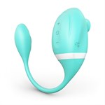 Мятный вакуумный вибростимулятор Tadpole Vibrating Dual Stimulation с виброхвостиком 450769