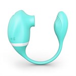 Мятный вакуумный вибростимулятор Tadpole Vibrating Dual Stimulation с виброхвостиком 450769